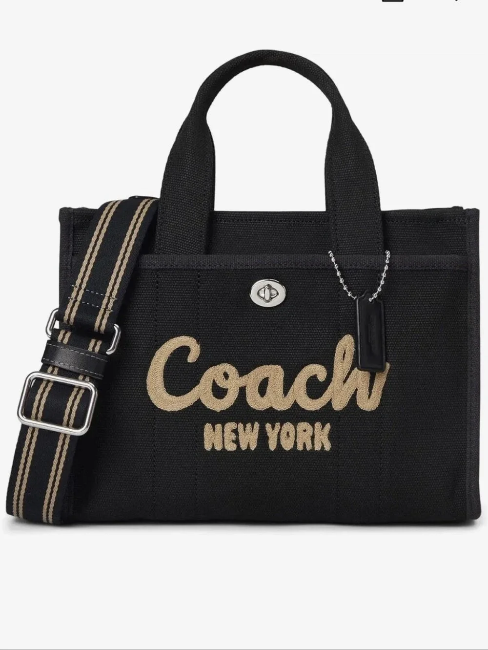 Coach Mini Cargo Tote In Black Canvas